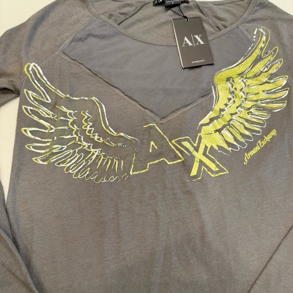 Armani Exchange Women’s Long Sleeve Top With Wing Design Taupe Sz S NWT & COA - Picture 13 of 15
